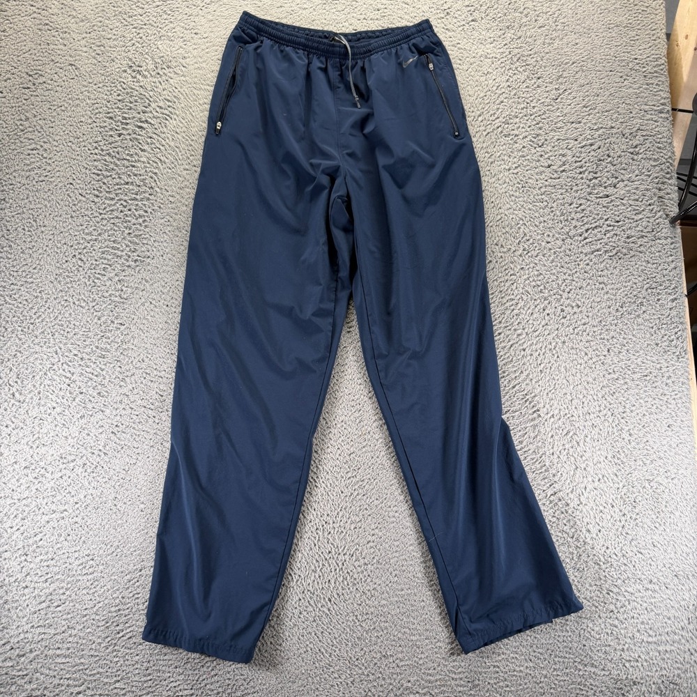 VTG Nike‎ Dri-Fit Pant Mens L Blue Polyester Track Straight Running Gym Stretch